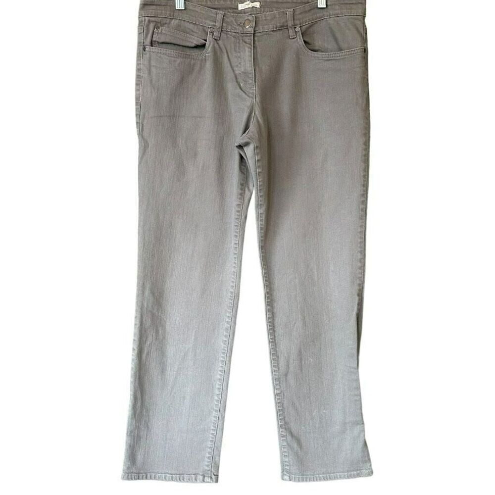 Eileen Fisher Gray Denim Straight Leg Jeans Pants Womens L